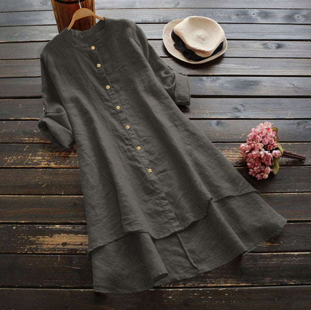 Sommerlig Oversize Bomuldslinned Kjole til et Trendy Look