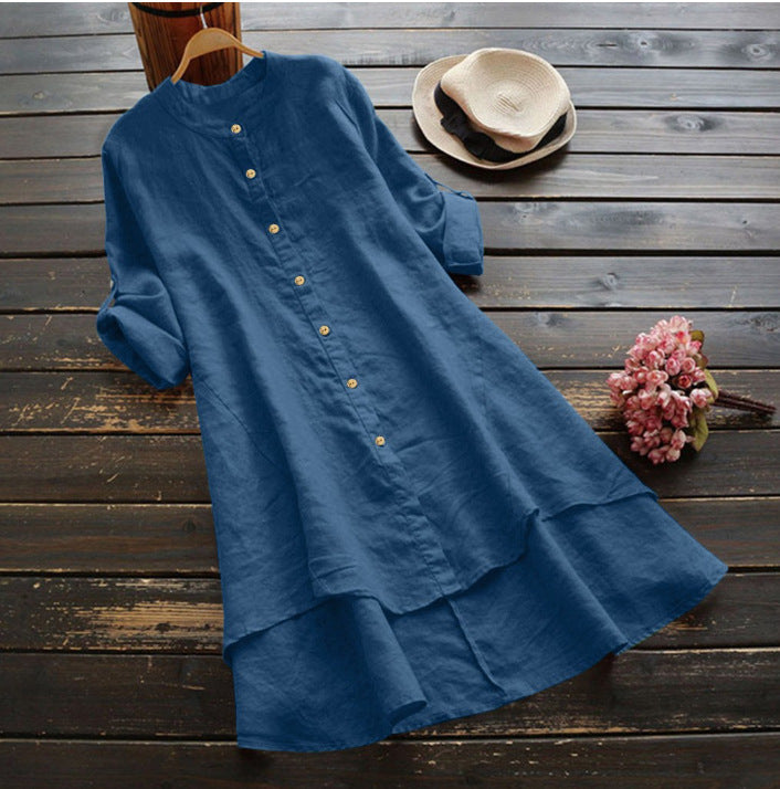 Sommerlig Oversize Bomuldslinned Kjole til et Trendy Look