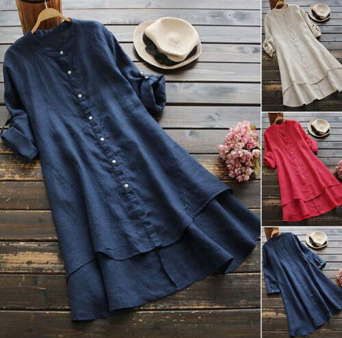 Sommerlig Oversize Bomuldslinned Kjole til et Trendy Look
