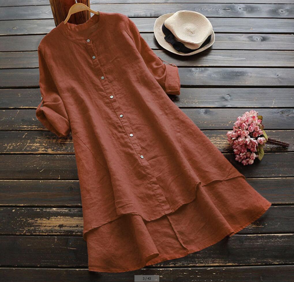 Sommerlig Oversize Bomuldslinned Kjole til et Trendy Look