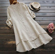 Sommerlig Oversize Bomuldslinned Kjole til et Trendy Look