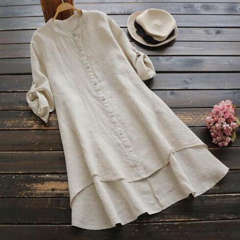 Sommerlig Oversize Bomuldslinned Kjole til et Trendy Look