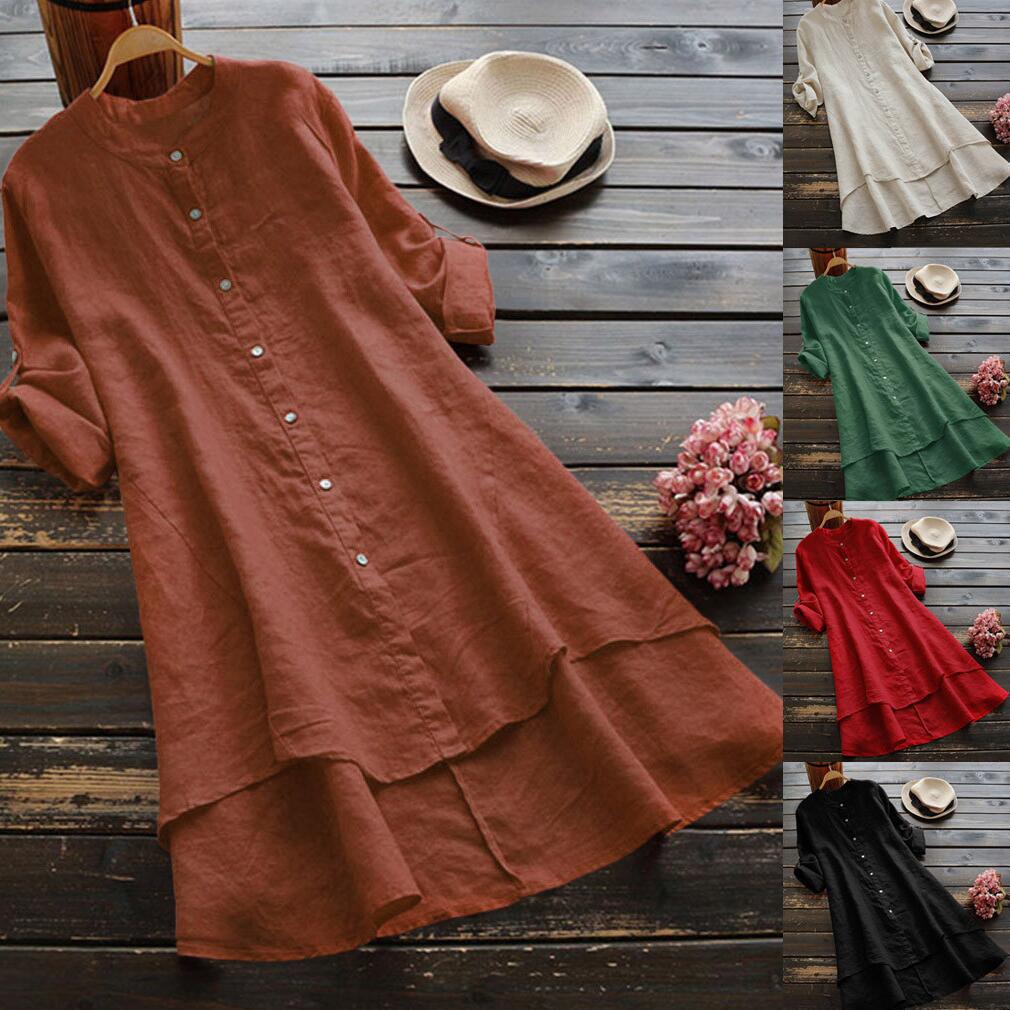 Sommerlig Oversize Bomuldslinned Kjole til et Trendy Look