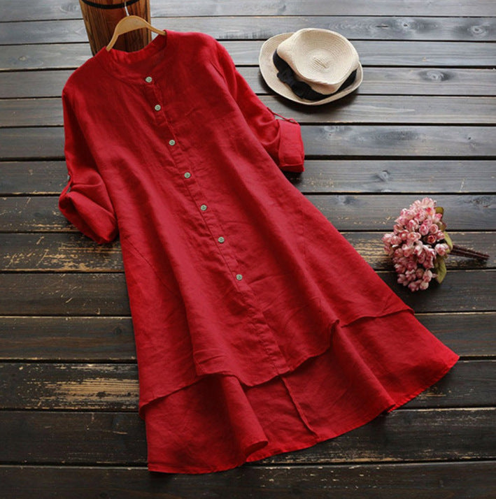 Sommerlig Oversize Bomuldslinned Kjole til et Trendy Look