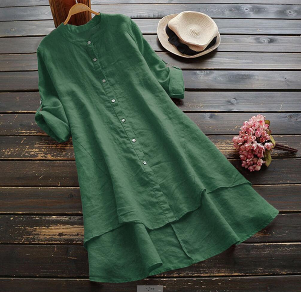 Sommerlig Oversize Bomuldslinned Kjole til et Trendy Look