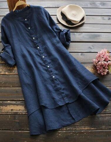 Sommerlig Oversize Bomuldslinned Kjole til et Trendy Look