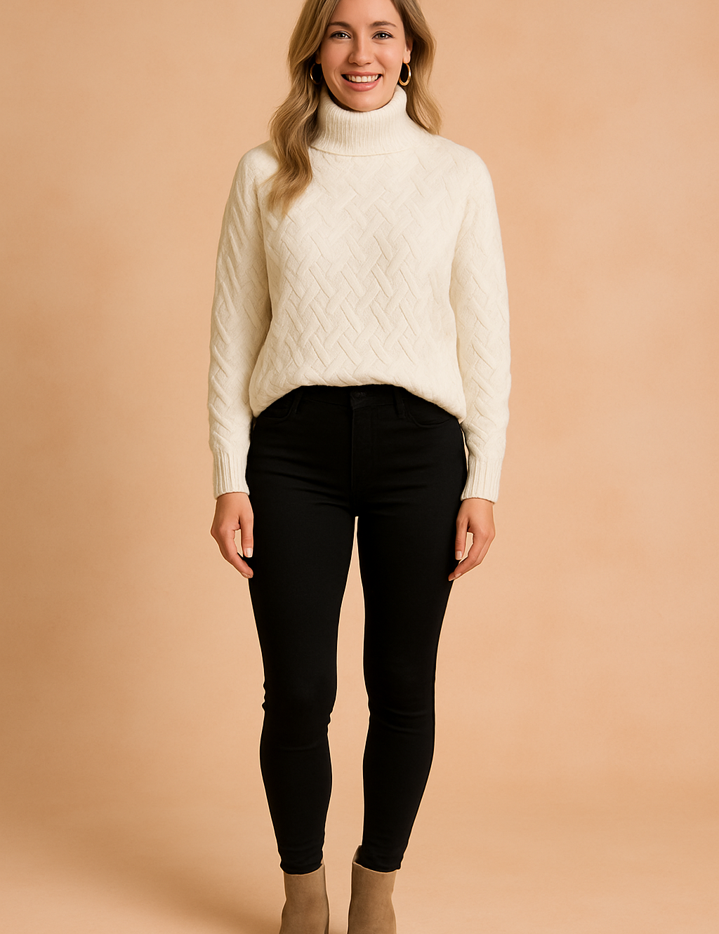 Orla | Rullekravetrøje med strikmønster 0