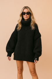 Oversized Chunky Strikpullover | Varm Rullekravetrøje 1