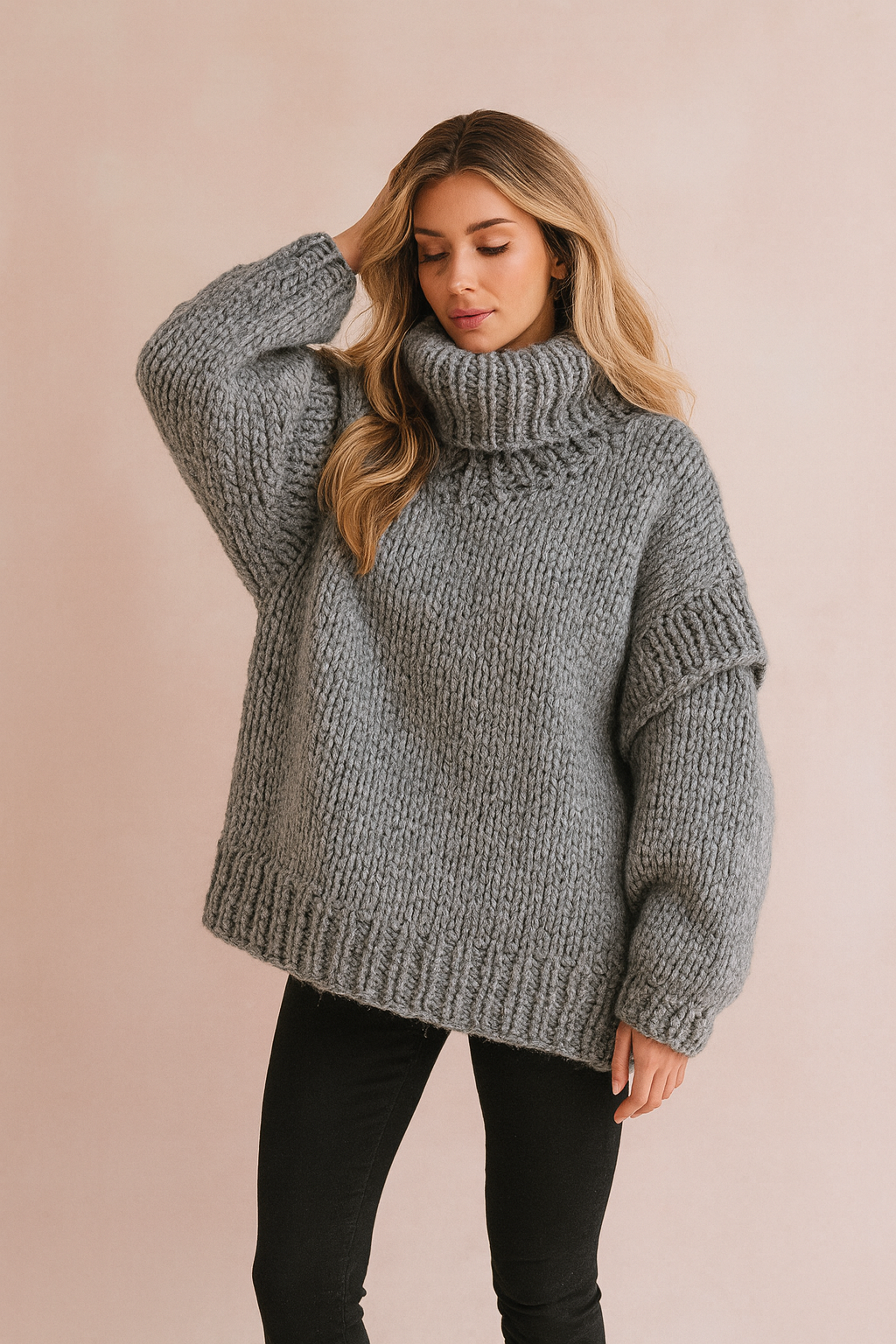 Oversized Chunky Strikpullover | Varm Rullekravetrøje 3