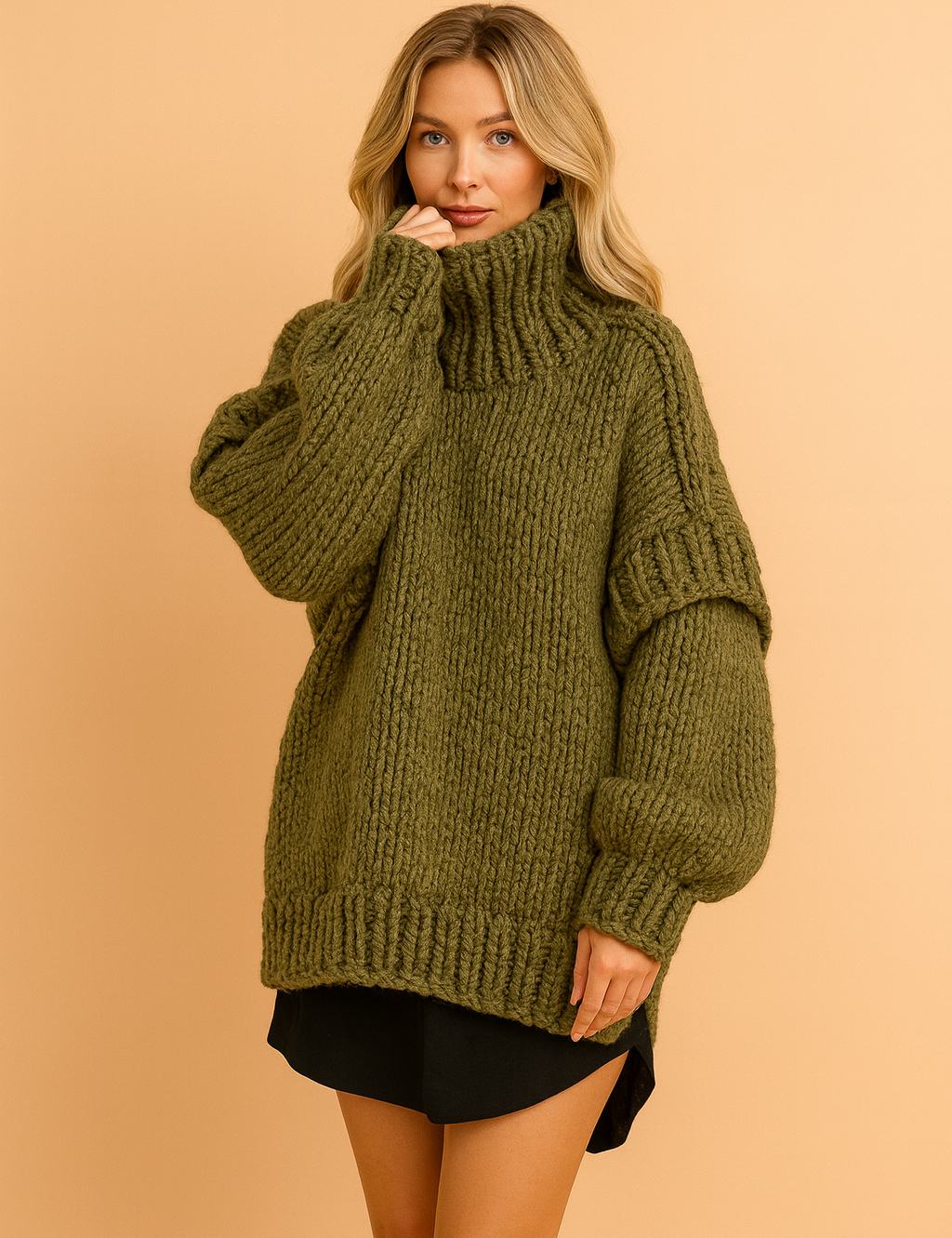 Oversized Chunky Strikpullover | Varm Rullekravetrøje 5