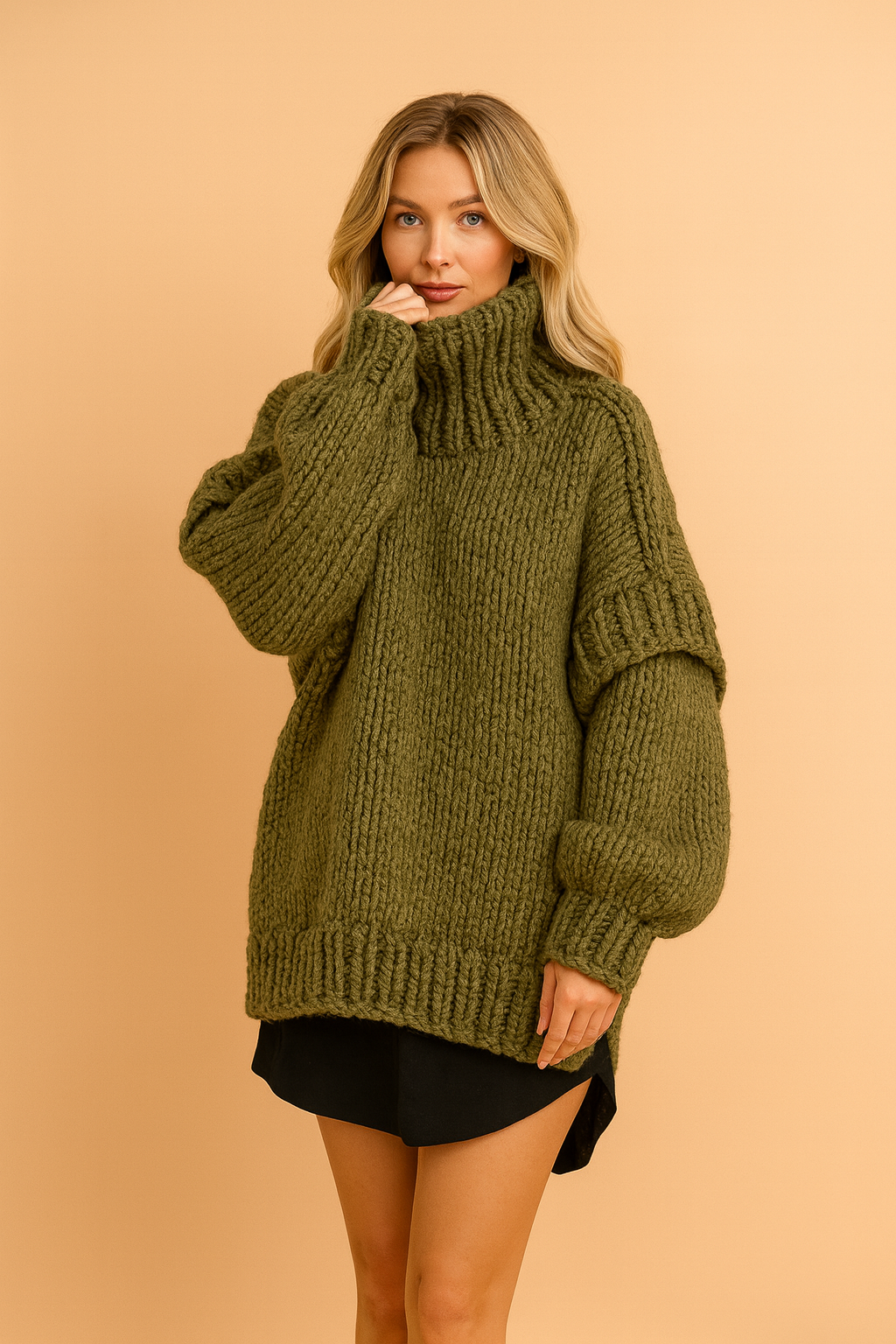 Oversized Chunky Strikpullover | Varm Rullekravetrøje 5