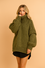 Oversized Chunky Strikpullover | Varm Rullekravetrøje 5