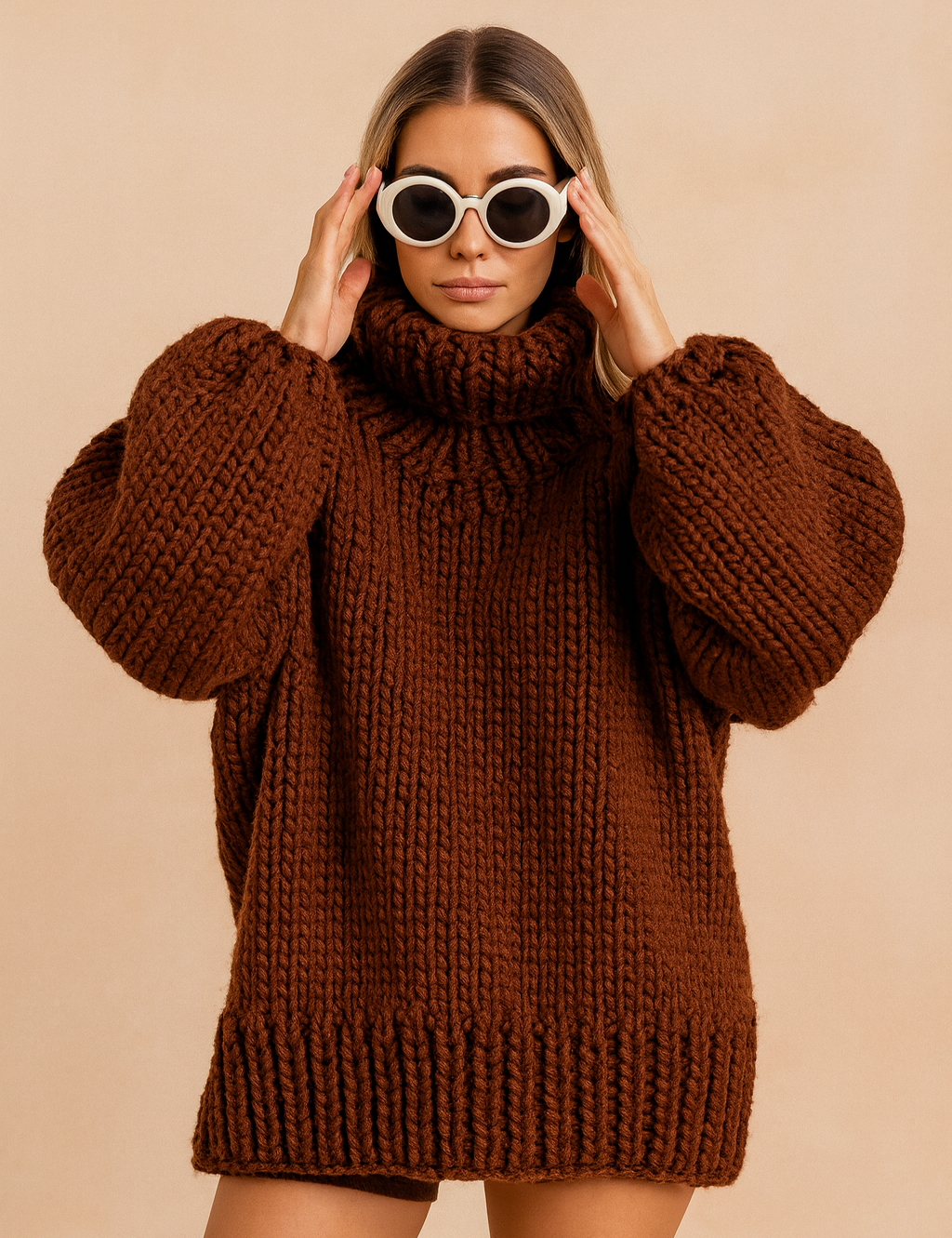 Oversized Chunky Strikpullover | Varm Rullekravetrøje 6