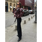 Oversized statement cropped jakke til kvinder | Bæltedesign 1