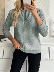 Quiltet sweater med lynlås til kvinder, elegant og komfortabel 0