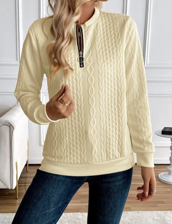 Quiltet sweater med lynlås til kvinder, elegant og komfortabel 2