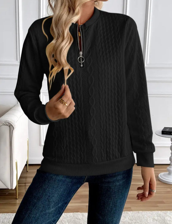 Quiltet sweater med lynlås til kvinder, elegant og komfortabel 4