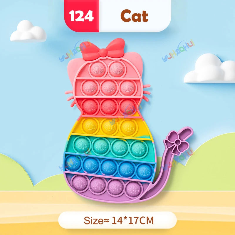 Rainbow Pop Fidget Legetøj – Silikone Sensorisk Legetøj til Stresslindring, Fokus og Leg for Børn og Voksne 0