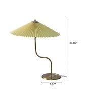 Retro Plisseret Bordlampe med Paraplyform – Beige, Gul, Grøn, Guld, 63 cm Højde, Stof og PVC 3