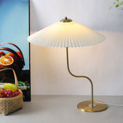 Retro Plisseret Bordlampe med Paraplyform – Beige, Gul, Grøn, Guld, 63 cm Højde, Stof og PVC 5