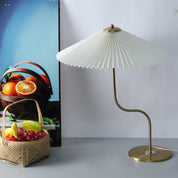 Retro Plisseret Bordlampe med Paraplyform – Beige, Gul, Grøn, Guld, 63 cm Højde, Stof og PVC 7