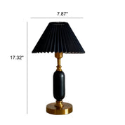 Retro Plisseret Bordlampe med Søjle Base – 1 Lys, Sort/Hvid/Kaffe, 44 cm Høj, Moderne Metal Design 4