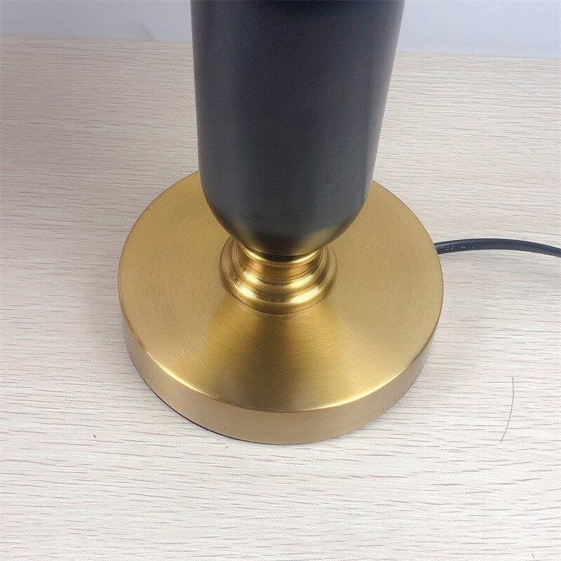 Retro Plisseret Bordlampe med Søjle Base – 1 Lys, Sort/Hvid/Kaffe, 44 cm Høj, Moderne Metal Design 5