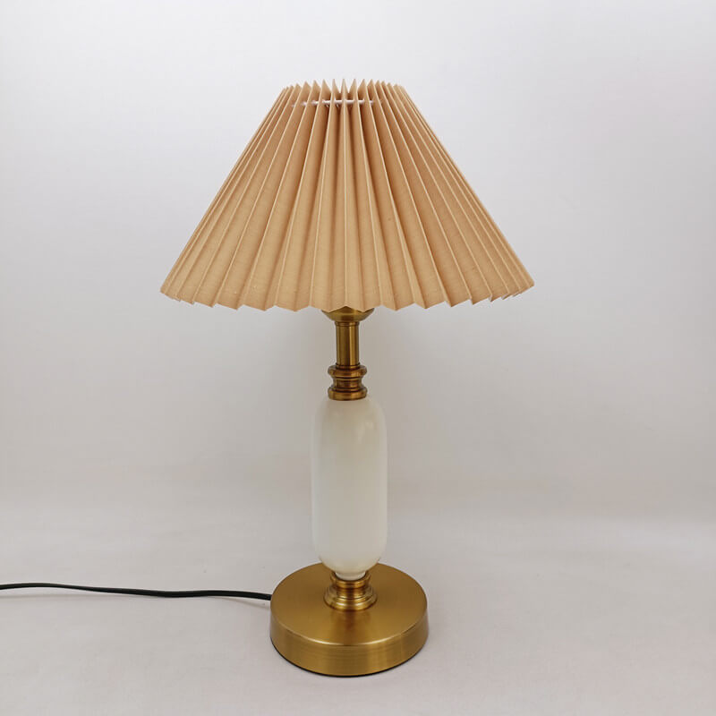Retro Plisseret Bordlampe med Søjle Base – 1 Lys, Sort/Hvid/Kaffe, 44 cm Høj, Moderne Metal Design 8