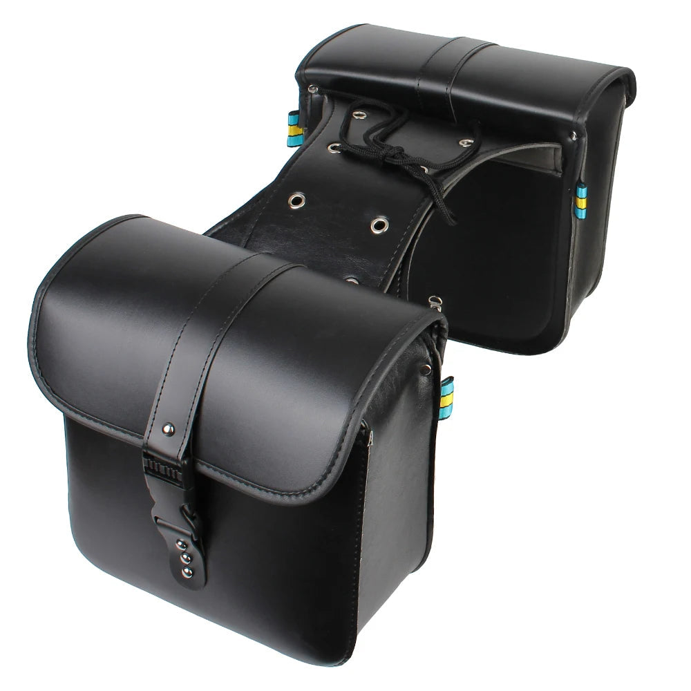 Retro motorcykel sadeltasker PU-læder – sidebagageopbevaringsetui med tankrem til kørere, der søger stilfuld vintage rejsekammerat 0