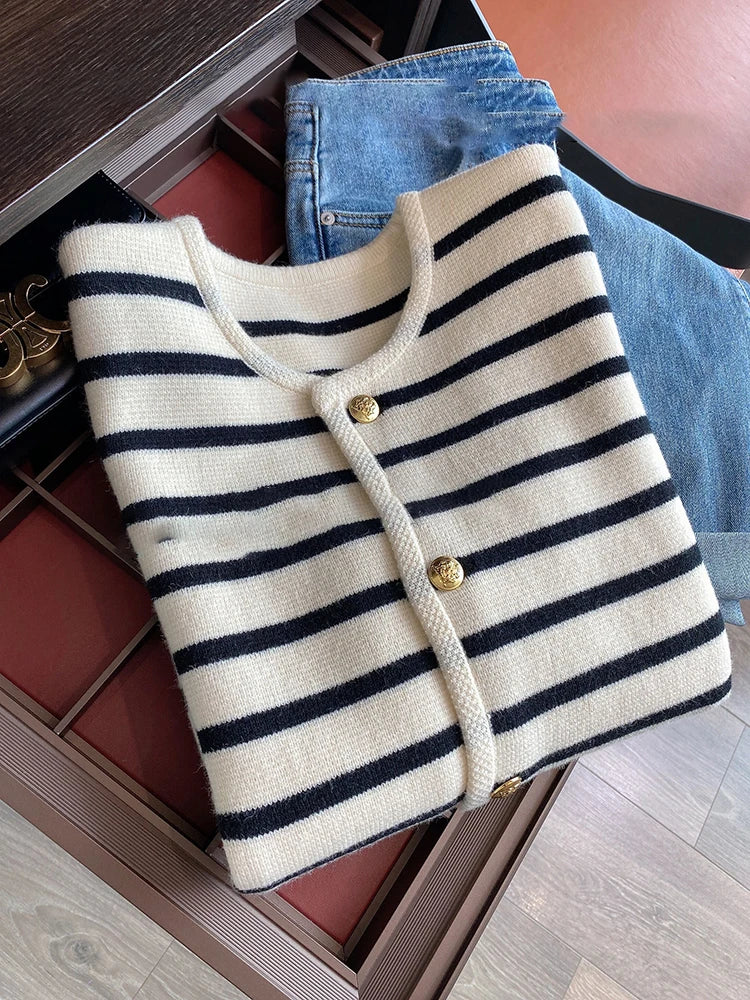 Laura | Stribet Elegant Vest med knapper Damer