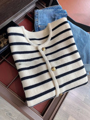 Laura | Stribet Elegant Vest med knapper Damer