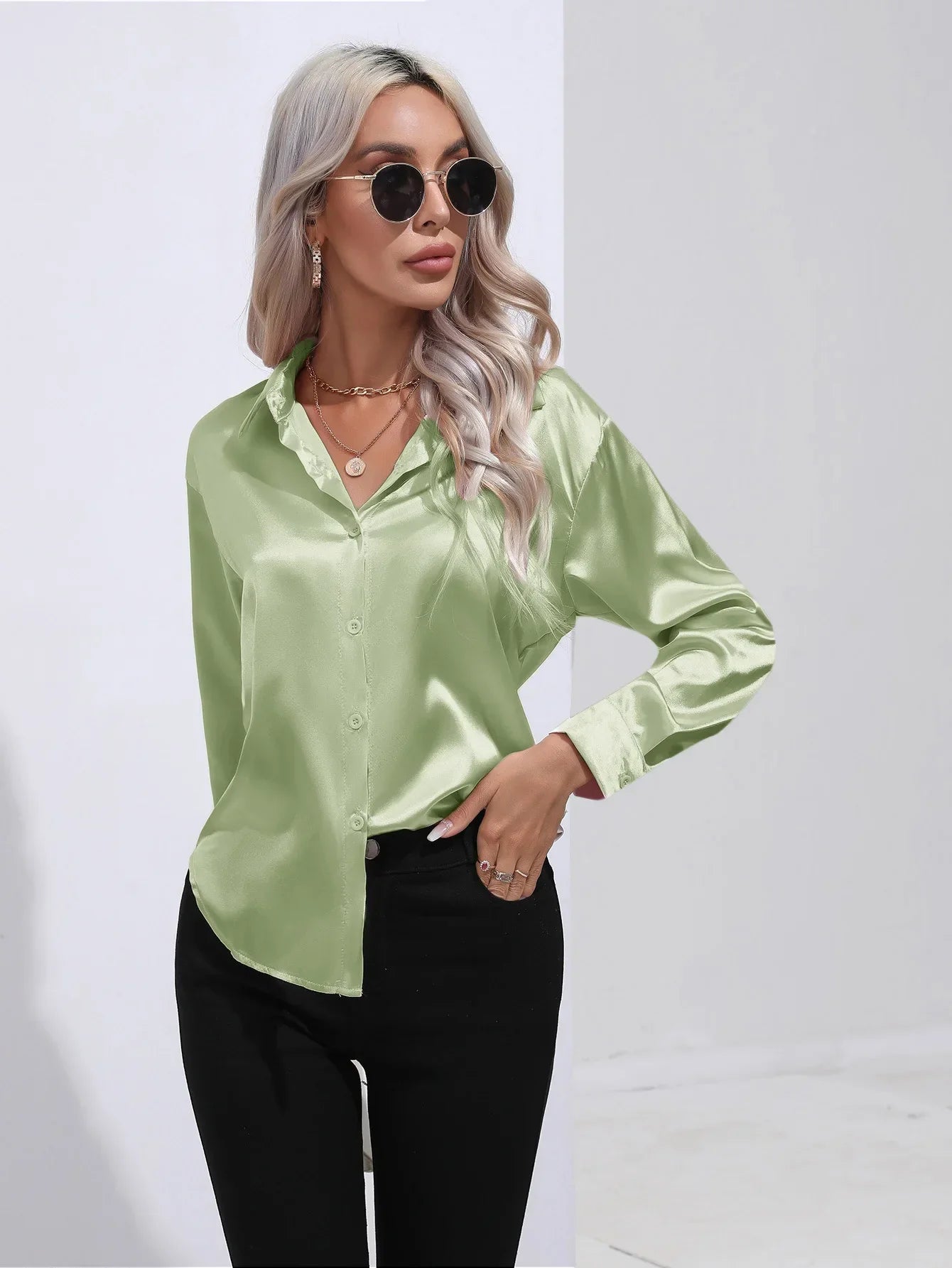 Selma | Satinbluse til damer