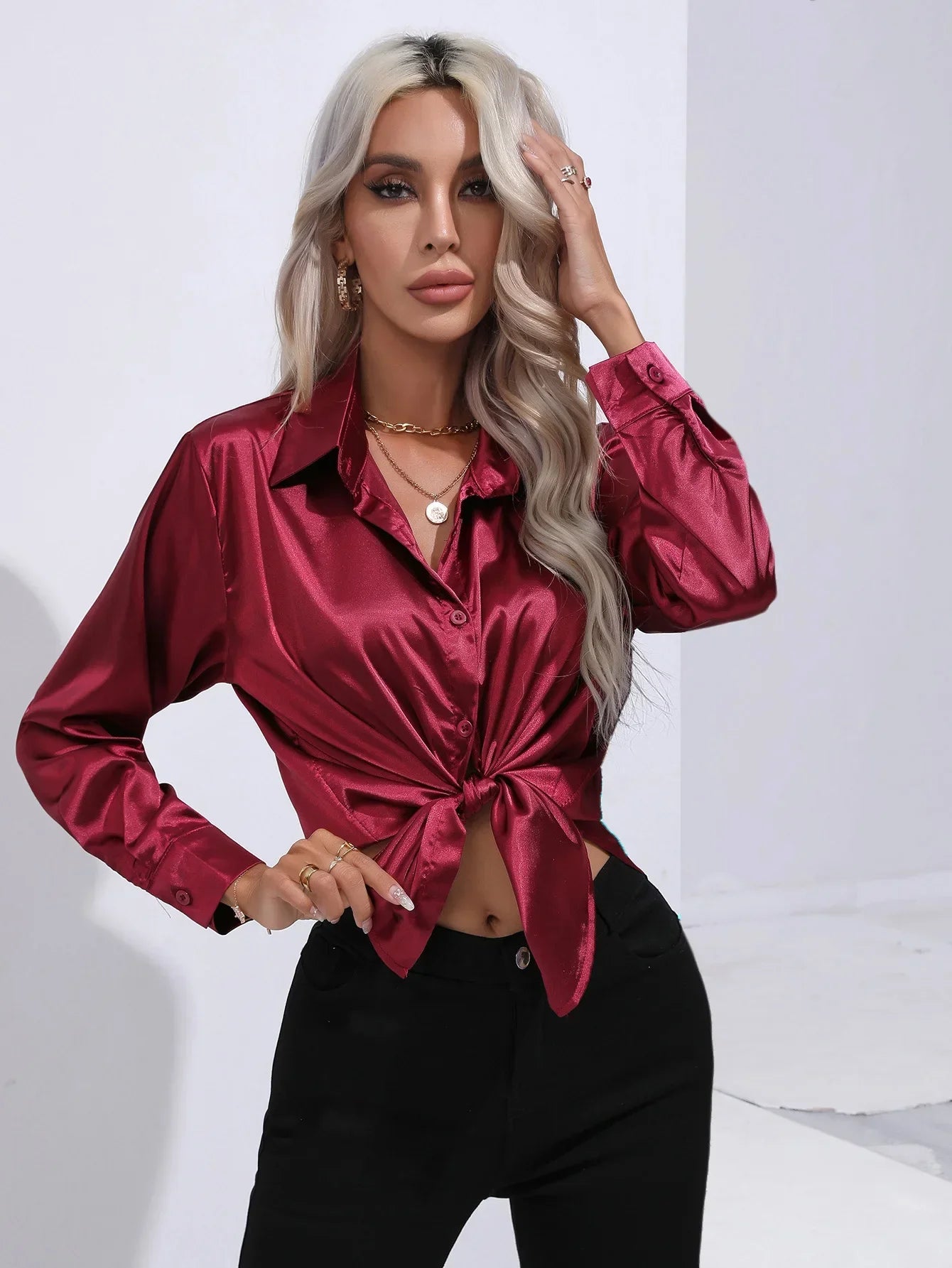 Selma | Satinbluse til damer