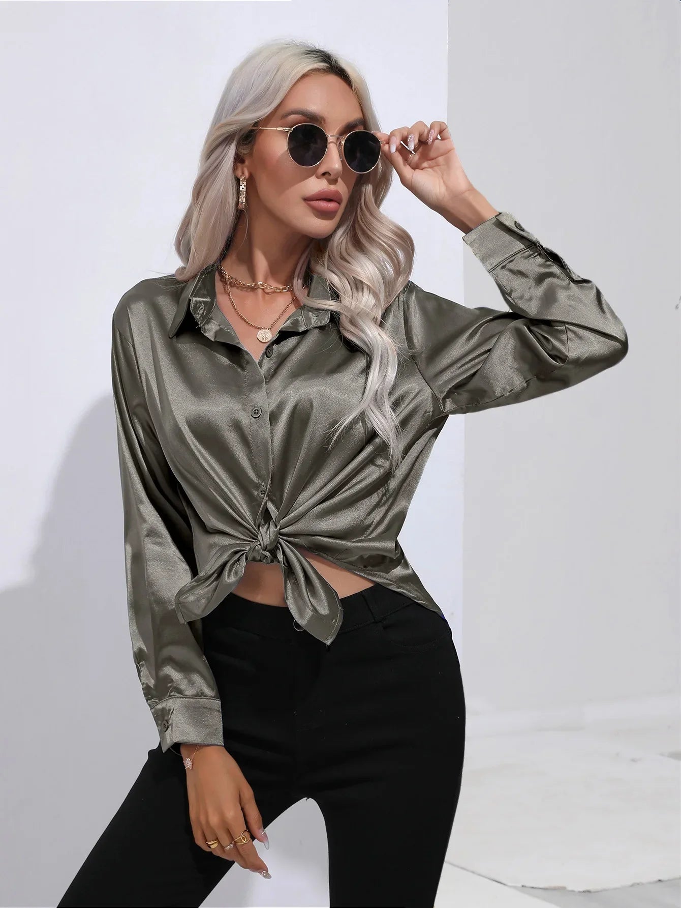 Selma | Satinbluse til damer