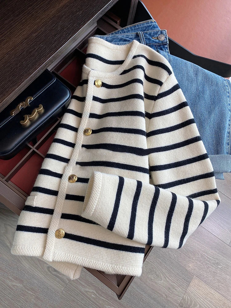 Laura | Stribet Elegant Vest med knapper Damer