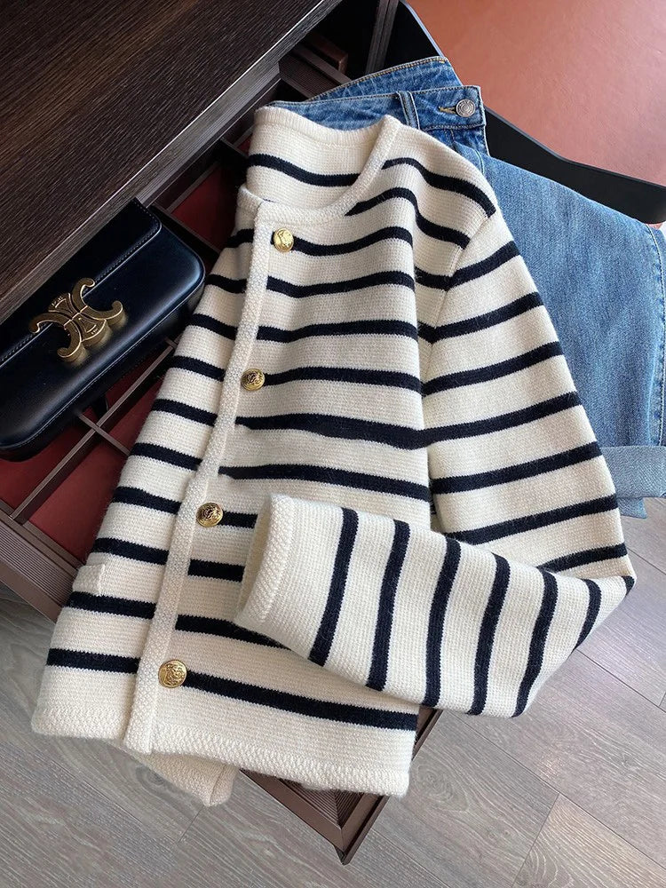 Laura | Stribet Elegant Vest med knapper Damer
