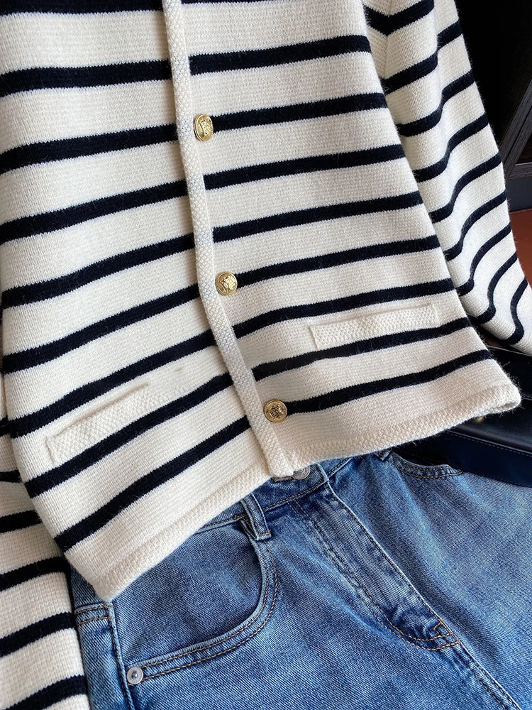 Laura | Stribet Elegant Vest med knapper Damer