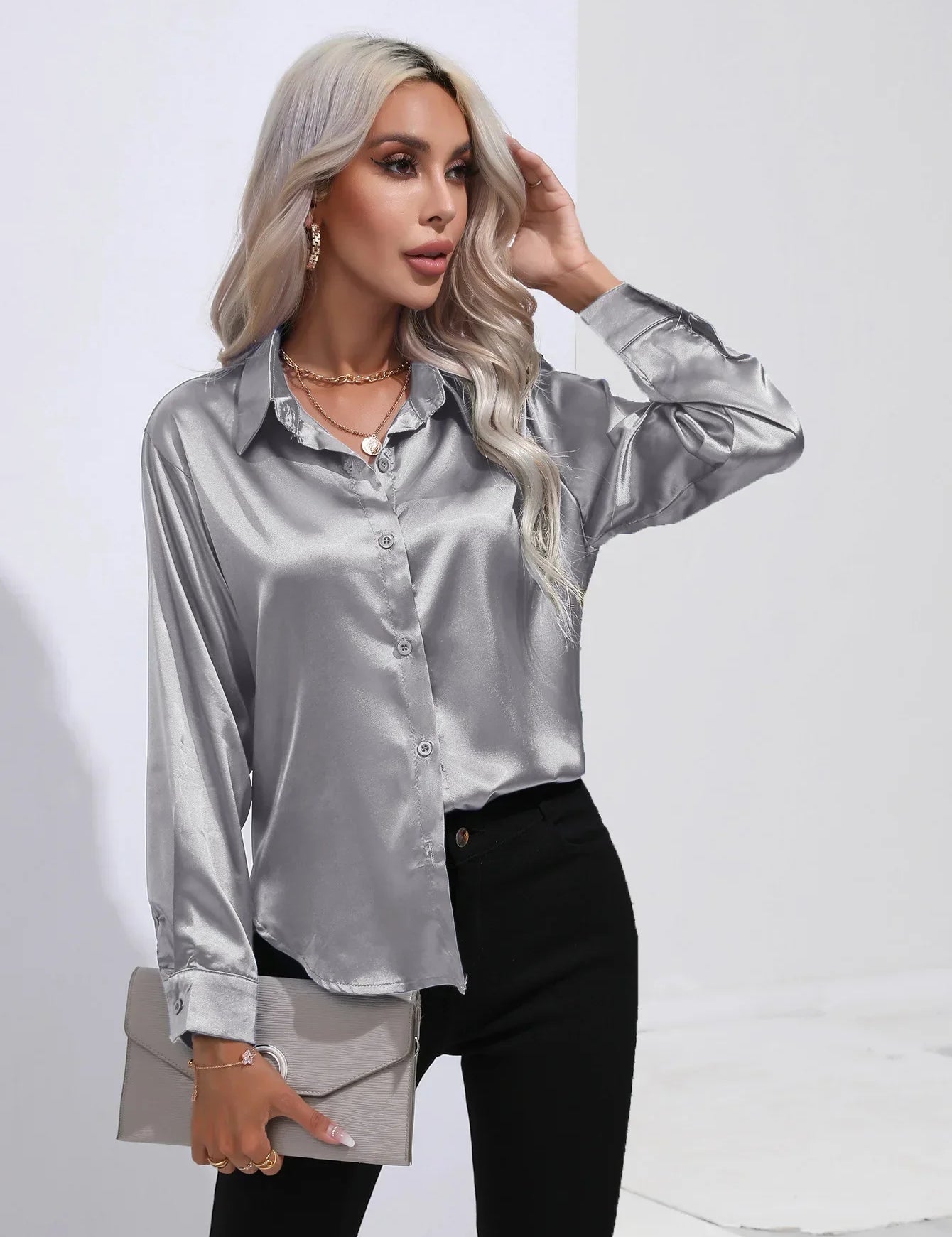 Selma | Satinbluse til damer