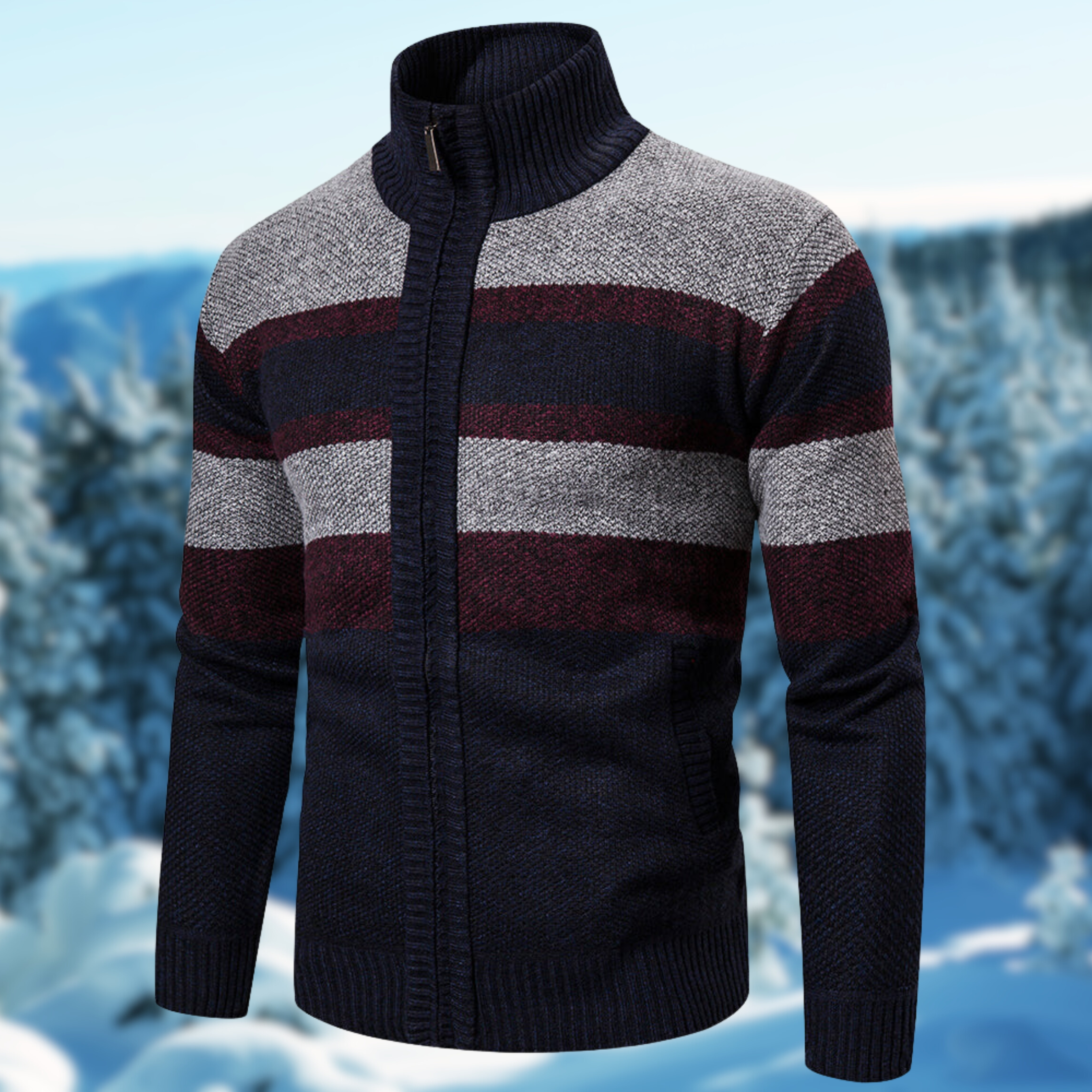 Diederik | Varm Herre Sweater Stribet Stil