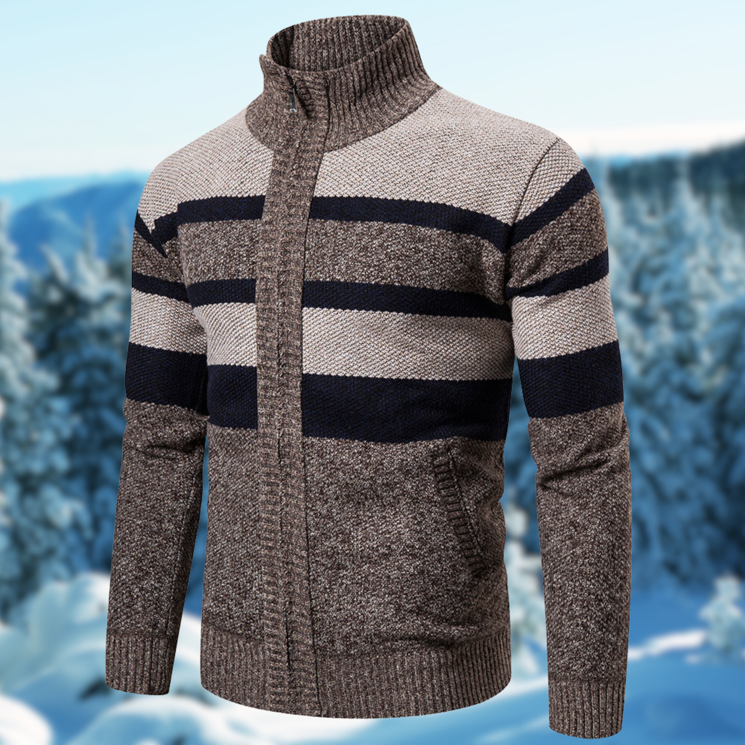 Diederik | Varm Herre Sweater Stribet Stil