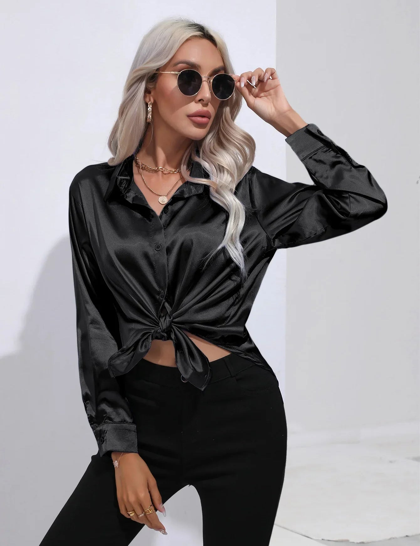 Selma | Satinbluse til damer