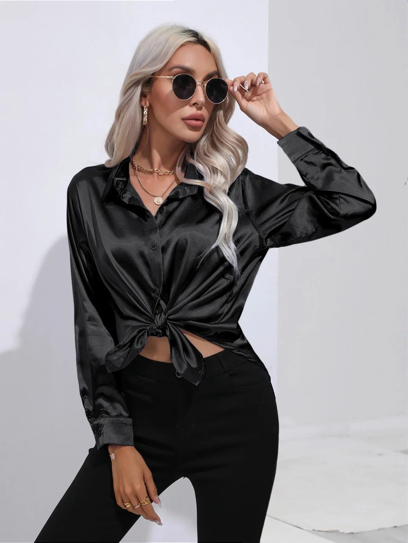 Selma | Satinbluse til damer