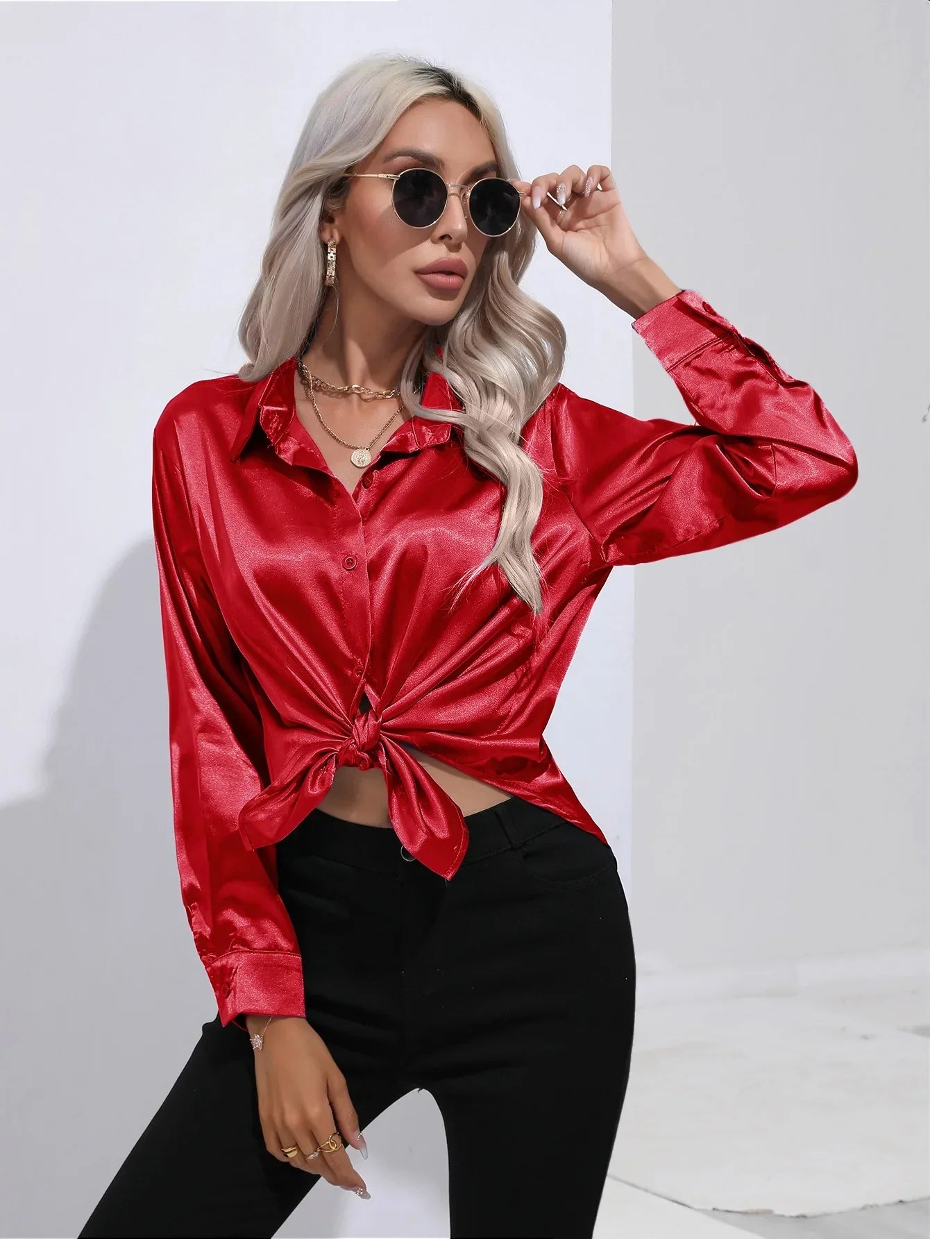 Selma | Satinbluse til damer