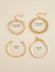 Sæt med damearmbånd i guldfarve - Elegante smykker til enhver lejlighed, justerbar længde, moderne design 3