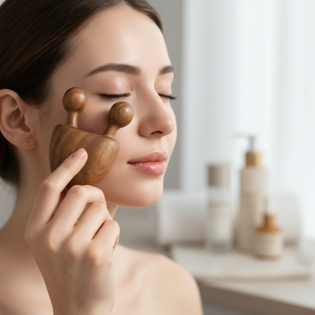 Sandeltræ øjenmassageapparat – Parfumefrit, batterifrit næse- og ansigtsafslapningsværktøj til blid trykaflastning, meditation og stressreduktion 1