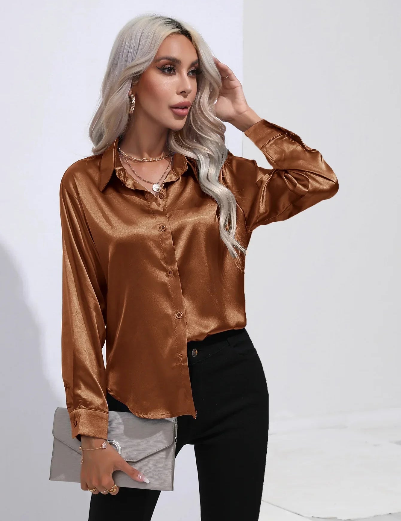 Selma | Satinbluse til damer