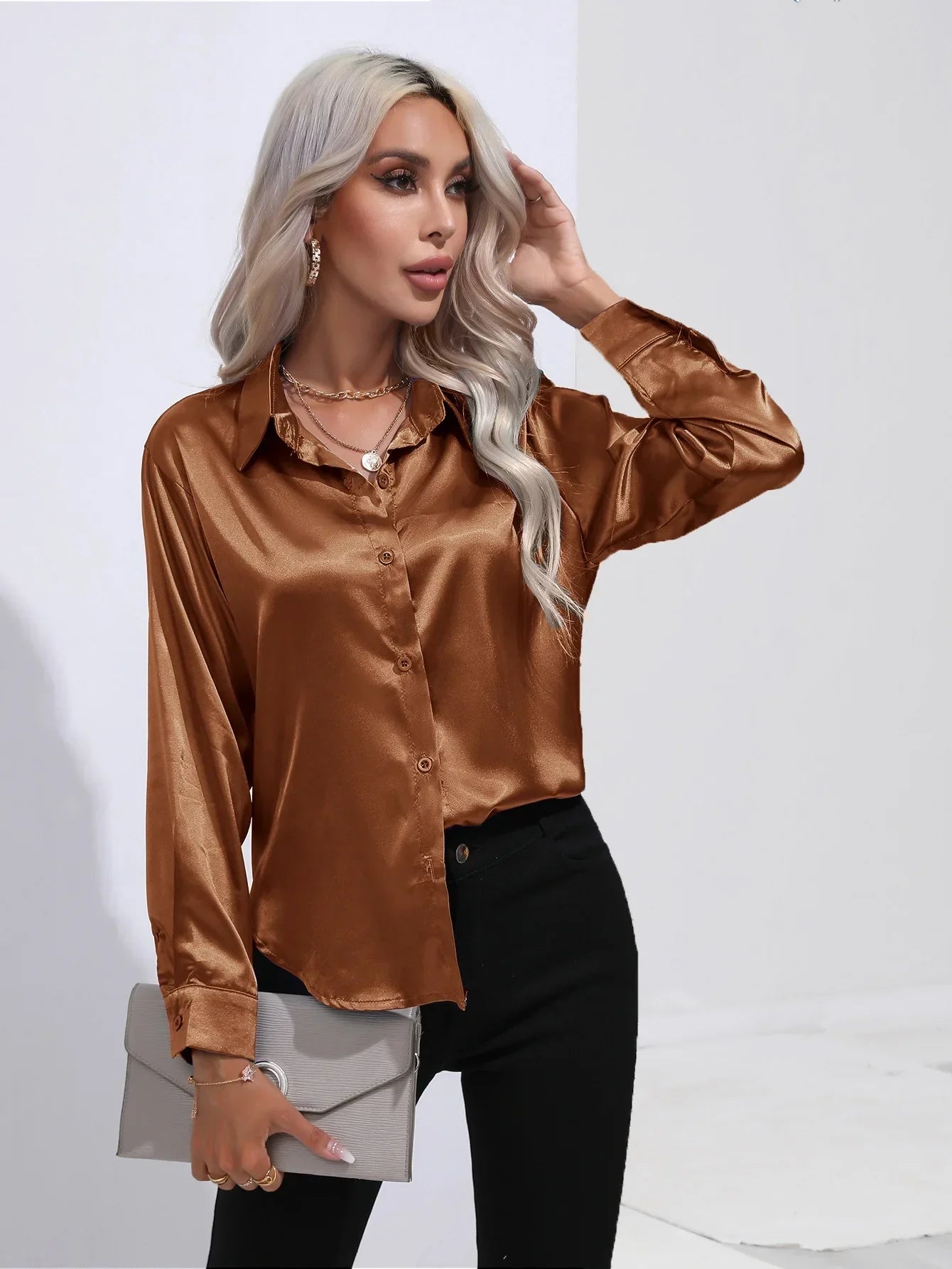 Selma | Satinbluse til damer