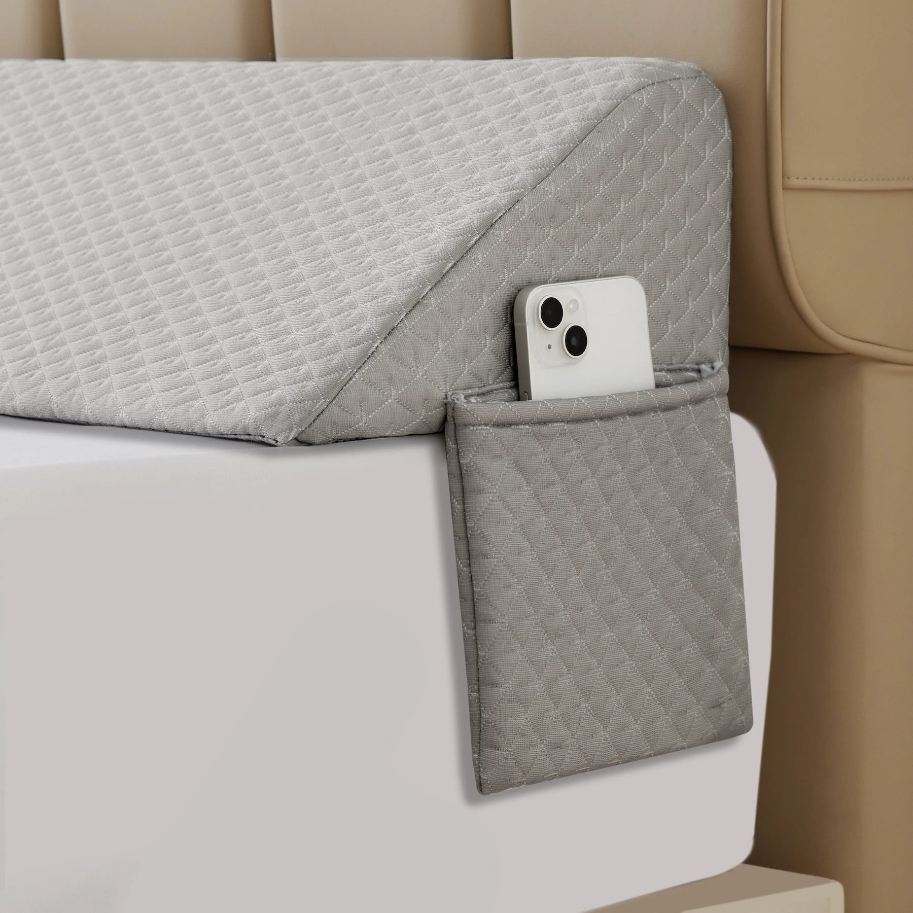 Sekskantmønster Sengkilepude – Rygstøttepude til at sove i med maskinvaskbart betræk, fantastisk til forhøjet hvilekomfort 0