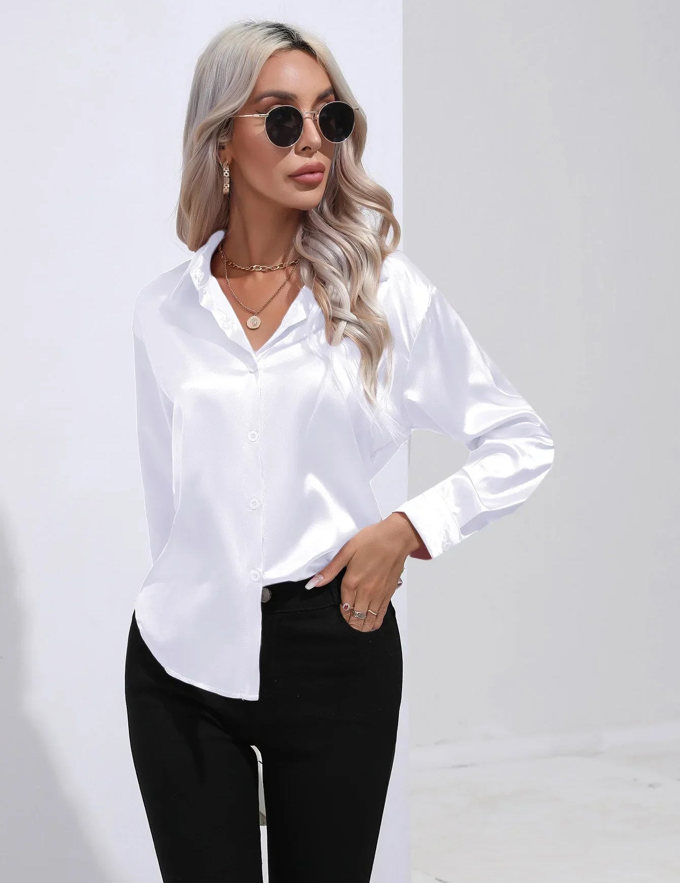 Selma | Satinbluse til damer