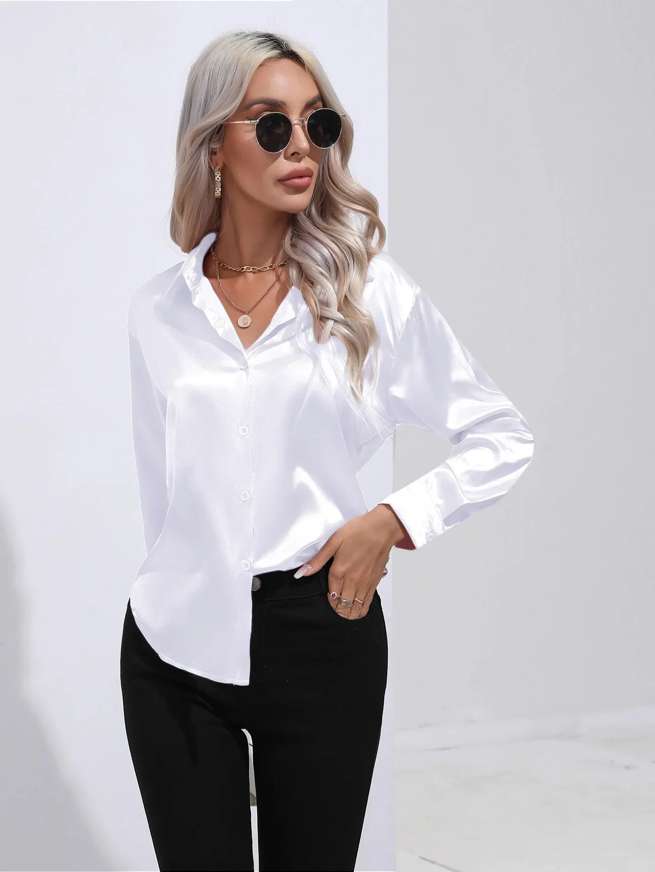 Selma | Satinbluse til damer